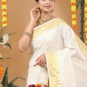 Kalyan Silks - Checked Kasavu Saree